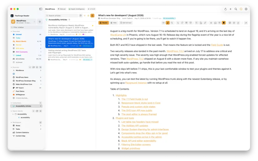 A collection selected in the sidebar, with the list narrowed to its members